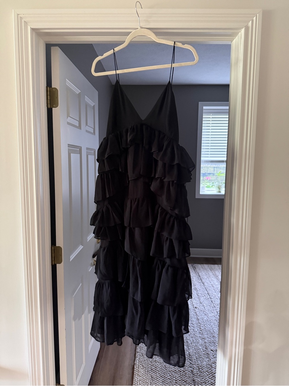 Zara Black Tiered Ruffle Maxi Dress